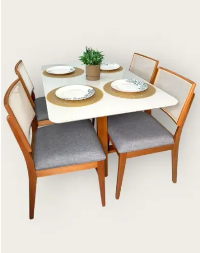 Mesa Pedro 120x80 C/4 Cadeiras Dubai - Mel