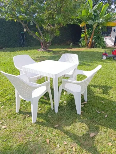 Conjunto mesa com poltronas  ratan peça nova Dicasabh 