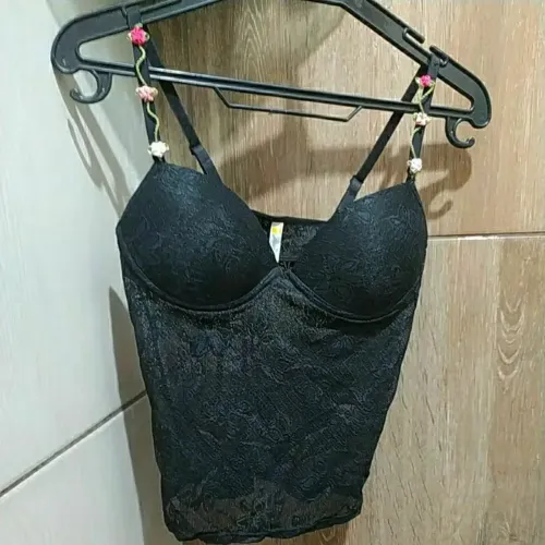 Blusa dormir sensual estilo lingerie corset de renda feminina tamanho M