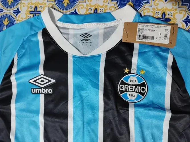 Camisa Grêmio 25/26 Oficial Umbro Tam G Torcedor Masculino Com Patroc Master S/ Numero