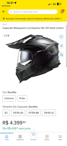 Capacete fibra de carbono novo com dois comunicadores 