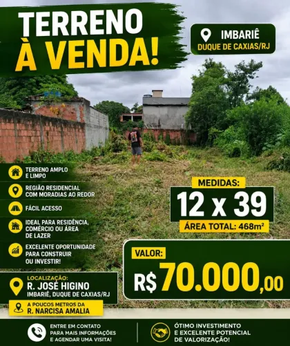 Terreno à Venda 468m² - Ótimo investimento, próximo Rod Rio Magé