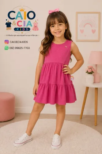 Vestido infantil canelado rosa