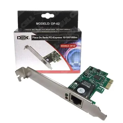 Placa de Rede PCIe Gigabit RJ45 10/100/1000 Mbps - Nova