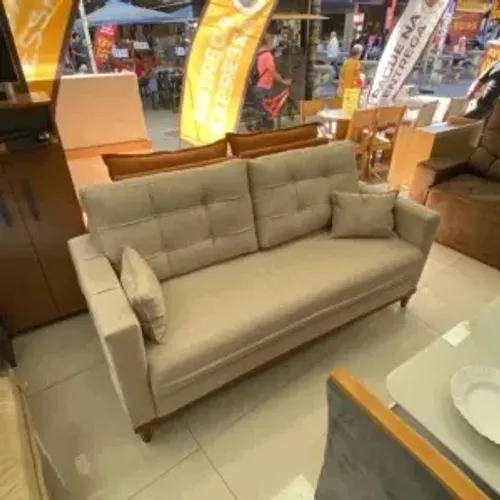 Sofá Living California em Linho 2 Lugares com Almofadas Soltas 180cm