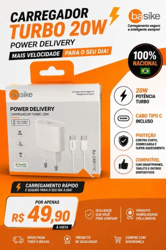 Carregador Turbo Basike 20W tipo C