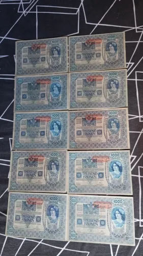 10 Notas Áustria 1000 Kronen 1902 Conservação Bc - Lote 3 # (Usado)