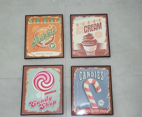 Kit 4 quadros decorativos 30 x 25