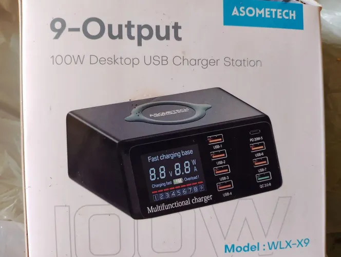 Estação de carregamento com indução USB 8 portas carregador 100w wlx-9