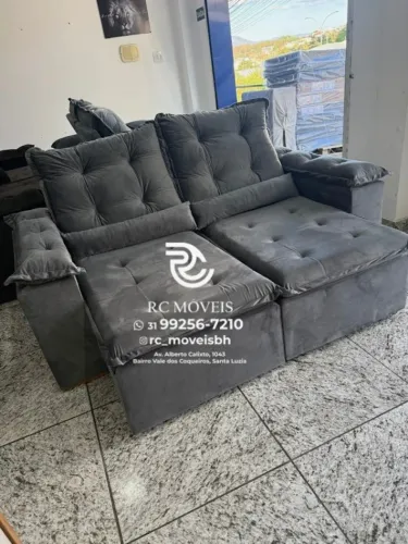 Sofá Retrátil e Reclinável 2m pillow 16cm - estofamento tecido veludo