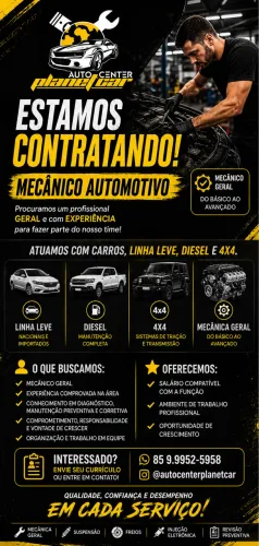ESTAMOS CONTRATANDO MECÂNICO AUTOMOTIVO