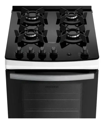 Fogão 4 Bocas Dako Supreme Glass com Mesa de Vidro e Forno 60 L A Gás Branco Bivolt