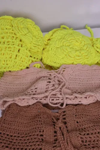 Top Crochê Nude Barra Ondulada Tamanho Único