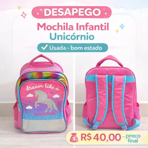 Mochila de costa unicórnio