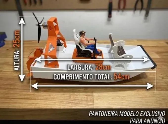 Barco Pantaneira RC Nautimodelismo 54cm Exclusivo