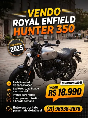 Vendo Royal Enfield Hunter 350 NOVA, QUITADA, SEM DÉBITOS. Avista não aceito troca 