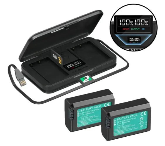 Carregador De Câmera Np-fw50 Bateria Para Sony Zve10 A6100