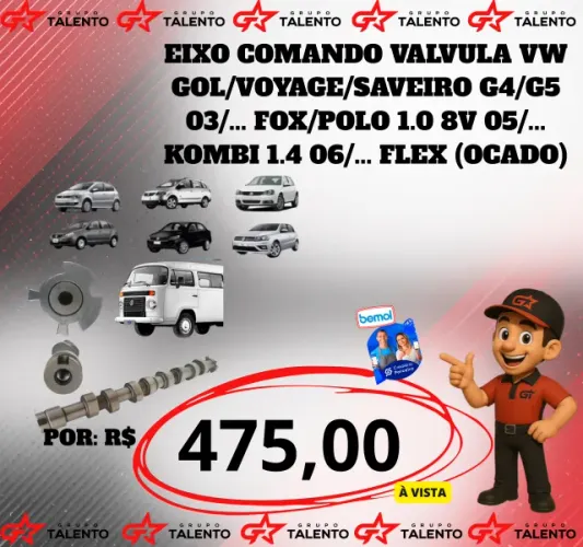 EIXO COMANDO VALVULA VW