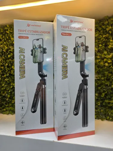 Tripé Selfie com IA e Rastreamento Facial 360° Peining Controle Remoto Bluetooth