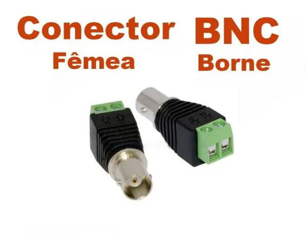 Conector/adaptador BNC Femea com borne (P/ CFTV)