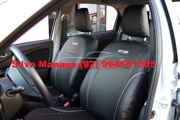 Capa banco Couro Corvin específico sob medida Toyota etios hat sedam Preto com bordado