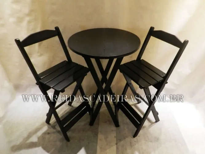 Mesa alta bistrô retrátil de madeira para tabacaria