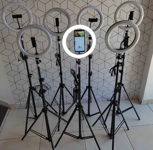 OFERTA  Ring Light Led celular selfie Iluminador 26cm 10 Polegadas Completo Tripé 210cm