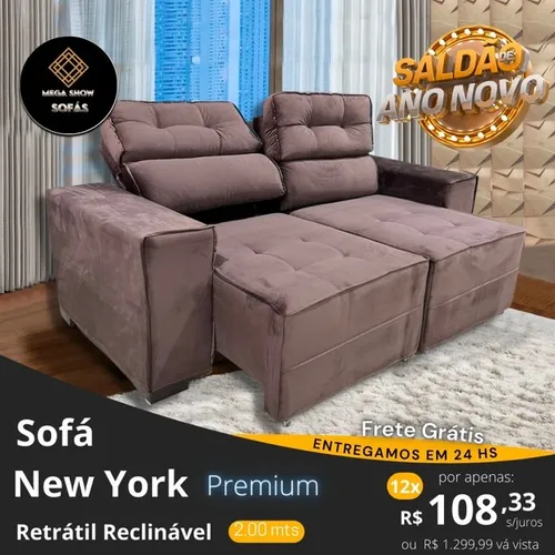 Sofa Retratil Reclinável New York Premium 2,00mt