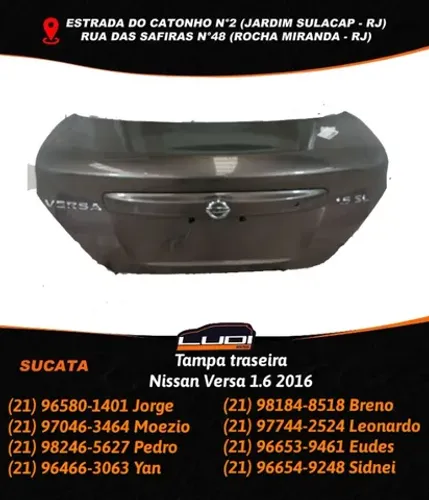 Tampa traseira Nissan Versa 1.6 2016
