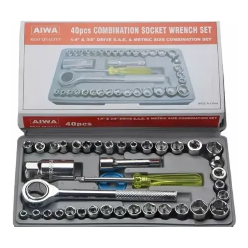 Kit Jogo de Chaves Catraca Pito 40 Pecas Sextavado Aiwa