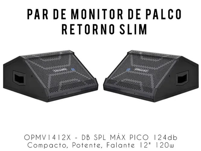 Par Monitor de Palco Ativo Oneal OPMV-1412X PT 120W Rms