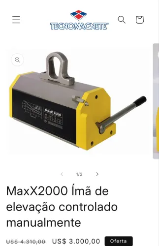 Elevador manual  Magnético Tecnomagnete MaxX2000.  (Italy)