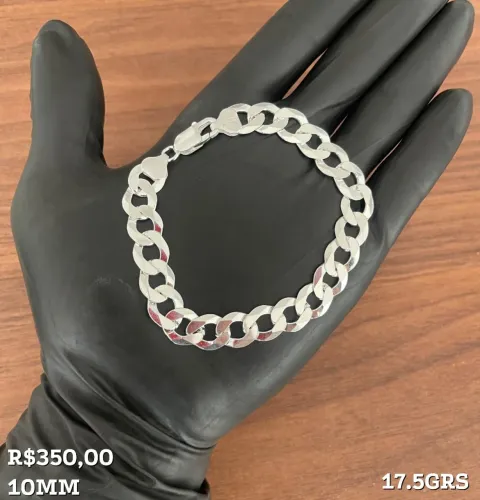 PULSEIRA ESCAMA" PRATA 925" 10MM - 17.5g