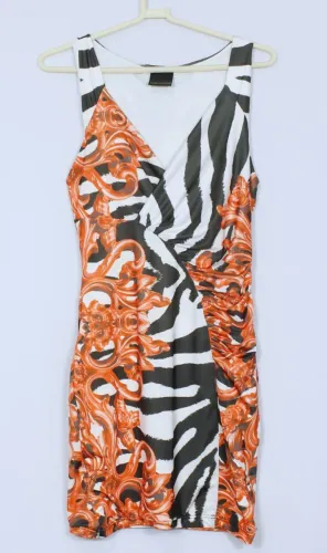 Vestido tubinho balada drapeado vermelho branco e preto Lança Perfume - Ref. 3567