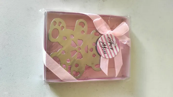 Marca-páginas de metal - Urso Rosa