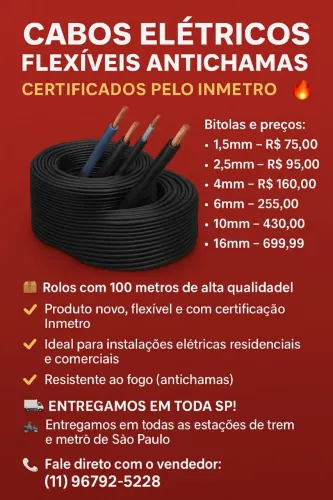 Cabos Elétricos Flexíveis Antichamas - INMETRO