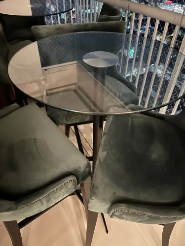 Conjunto de Bancos com Bistrô de Vidro Luxo