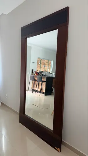 Espelho de luxo para sala de jantar, moldura de madeira 