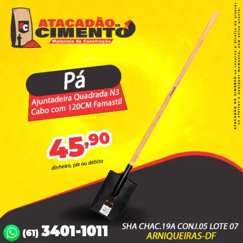 Pá Ajuntadeira Quadrada N3 Cabo com 120CM Famastil