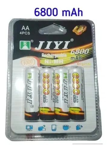 pilha aa média recarregavel jiyi 6800 mha 4 um