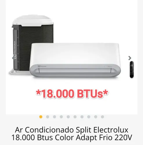 Ar Split Electrolux 18.000 BTUs+ Nota + 3 Anos Garantia+ Cartão 12x!!