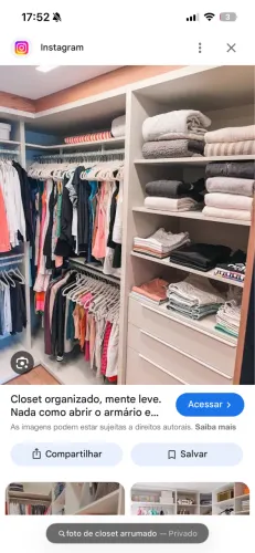 Faço organização de armários em geral: guarda-roupas, closet, armário de cozinha