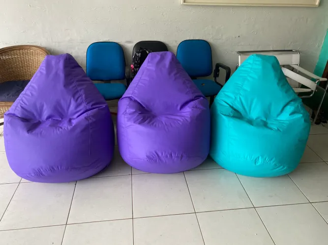 Puffe Pera Roxo e Azul Turquesa 
