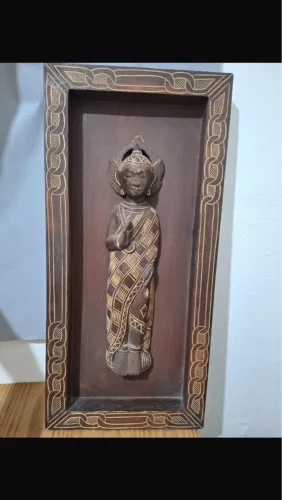 Quadro de madeira do Buda 70 cm importado de Bali raridade peça única 