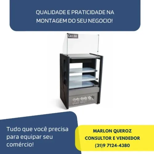Balcão Caixa Polar Preto 80 CM c/ Gaveta
