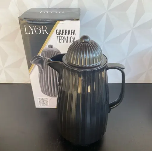 Promoção garrafa térmica de café 400ml preta