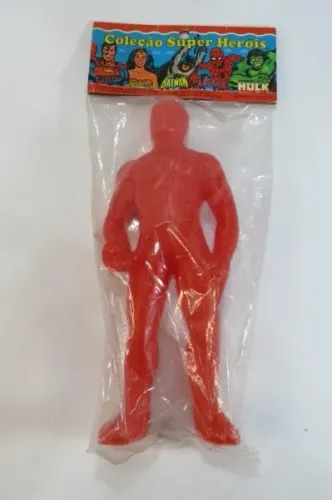 BRINQUEDO ANTIGO de PLÁSTICO BOLHA - BONECO do HOMEM ARANHA - Coleção Super Heróis 1983 -