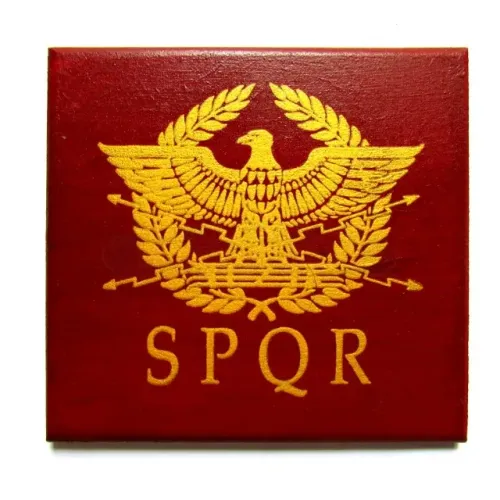 Brasão SPQR Roma Antiga Azul Mdf 14,5 X 9,5 Cm