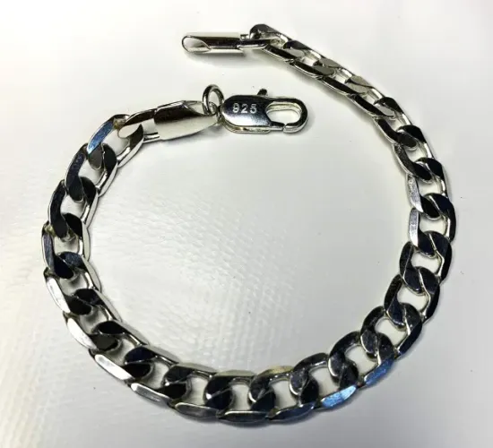 Pulseira Masculina Prata 925 Italiana Grumet 8mm
