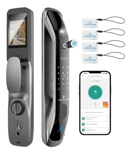 Fechadura Digital Eletronica Intelar X2 Olho de Gato Biometrica Wi-fi Rec. Facial 3D